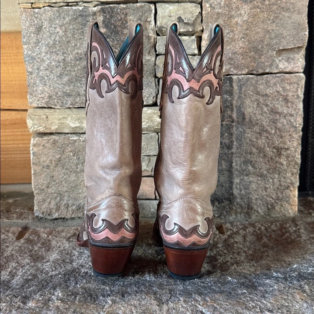 Tony Lama brown tan pink Western Cowgirl Boots Women's Size 8.5 B - Picture 3 of 7